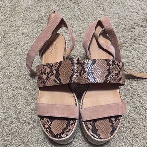 Crown Vintage Pink and Brown Snakeskin Sandals